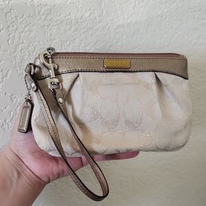 Coach Vintage Metallic Beige Wristlet Clutch